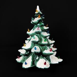 Vintage ATLANTIC MOLD Ceramic Christmas Tree Color Lights 13"